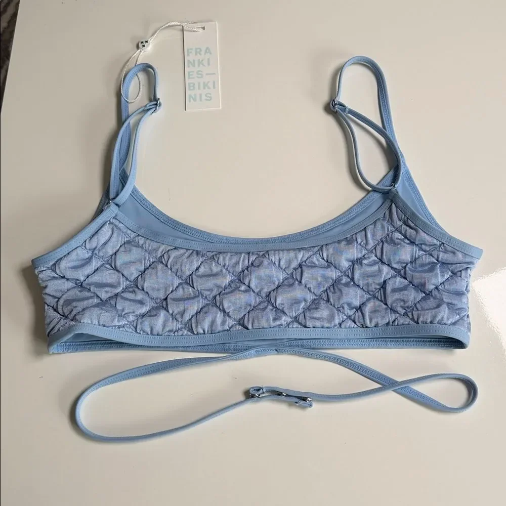Frankie’s Bikini Waco Wrap Bralette Bikini Top In Baby Blue